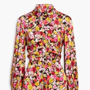 NWT Valentine's Datenight Ganni Ruched Floral Mini Artclass Dress | Size L